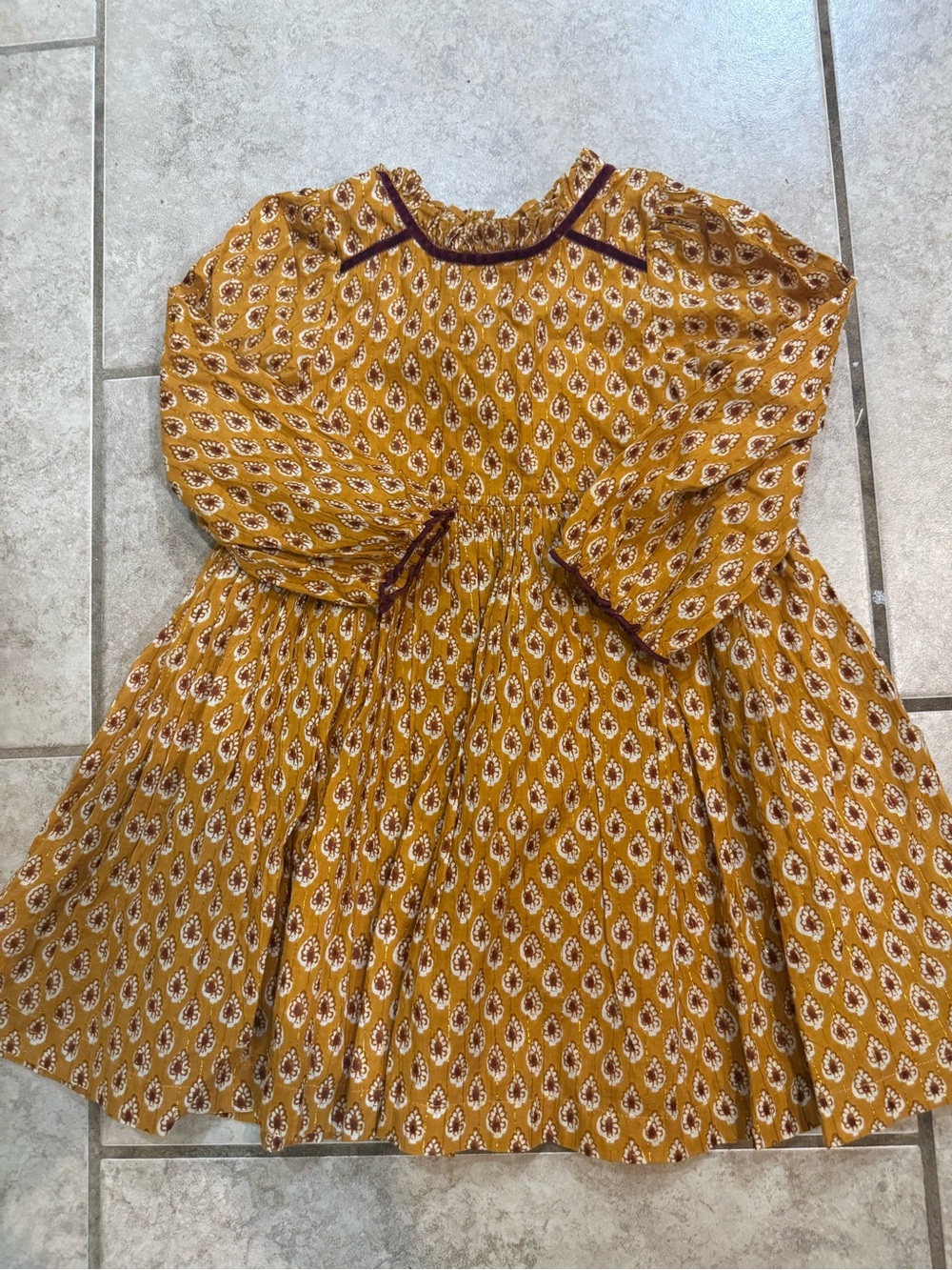 Pink Chicken Girls Charlie Dress in Inca Gold Tear Drop Size 3